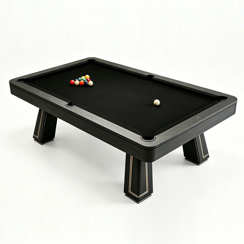 9ft Pool Dining Table Slate Bed Solid Wood Black & Gold Finish Game Room Man Cave FREE Delivery