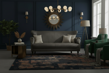 Wing Back 3 Seater Sofa Industrial Retro Grey PU Leather in stock