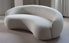 White Curved Sofa – Sculptural Upholstered Arc Couch for Contemporary Living Rooms White Boucle in stock (WT-TEDDY AP)