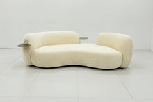 Curved Cream 3 Seater Sofa With Integrated Table In Stock