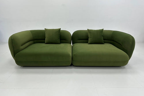 Curved Modular Sectional Sofa Olive Green Velvet YA-28