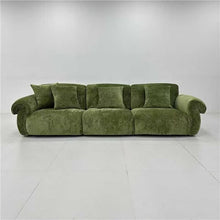 Mid Century Olive Green Chenille 3 Seater Sofa Contemporary made to order