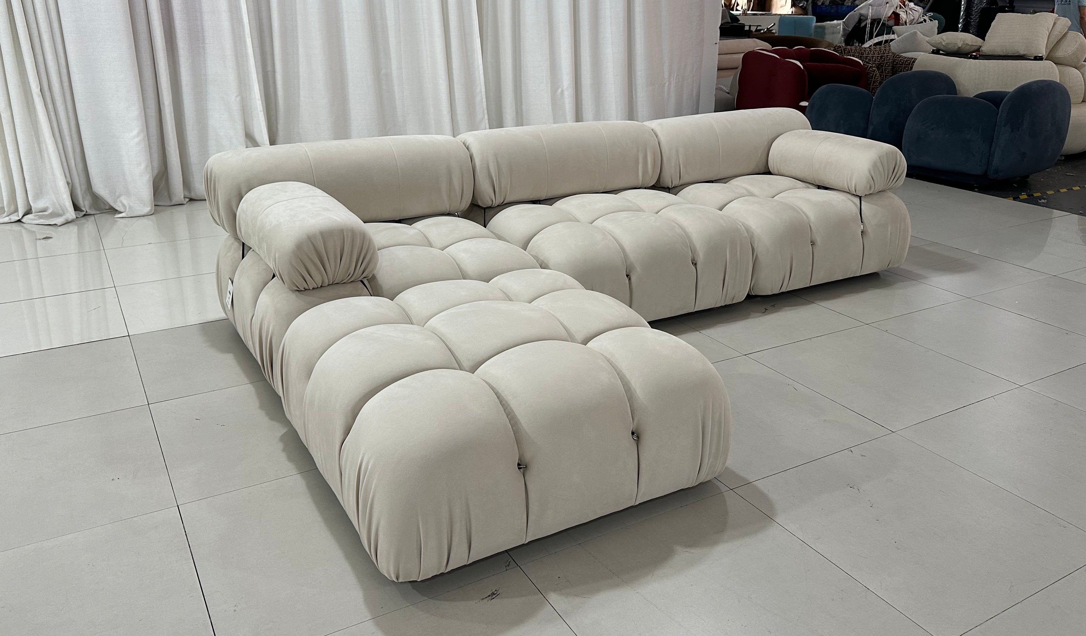 Beige Faux Suede Modular 3 Seater sofa in stock