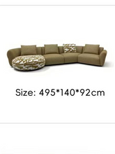 Extra Large Curved Sectional Sofa – Cream & Pink Textured Bouclé Upholstered Modular Accent Pillows Sofa for Spacious Living Spaces