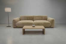 Beige 3 Seater Sofa Faux Fur Retro Design in stock