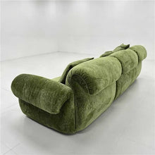 Mid Century Olive Green Chenille 3 Seater Sofa Contemporary made to order