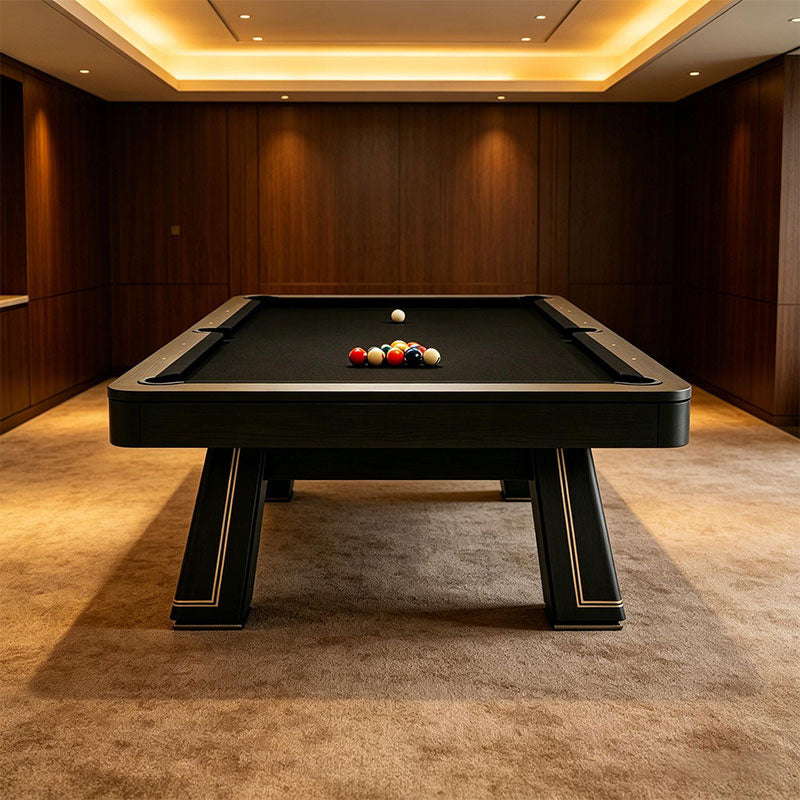 9ft Pool Dining Table Slate Bed Solid Wood Black & Gold Finish Game Room Man Cave FREE Delivery