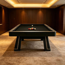 9ft Pool Dining Table Slate Bed Solid Wood Black & Gold Finish Game Room Man Cave FREE Delivery
