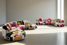 Curved Sectional 5 Seater Sofa with Fun & Funky Prints Made To Order