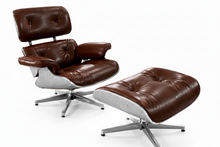 Aviator Collection Mid-Century Classic Lounge Chair + Stool Genuine Leather Made To Order