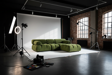 Olive Green Boucle Modular L-Shaped Sofa Set Made To Order