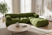 Olive Green Boucle Modular L-Shaped Sofa Set Made To Order