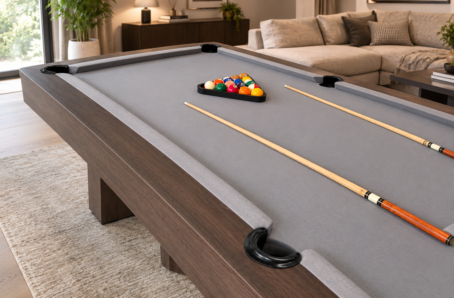 8ft Pool Dining Table Slate Bed Solid Wood Game Room Man Cave FREE Delivery