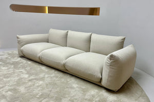 3 Seater White Boucle Fabric Sofa Contemporary Retro Design Made To Order
