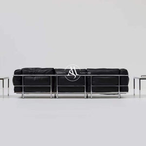 Mid-Century Retro LC3 Inspired Design 4 Seater Sofa Leather Made To Order