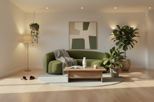 Olive Green Velvet Curved Sofa