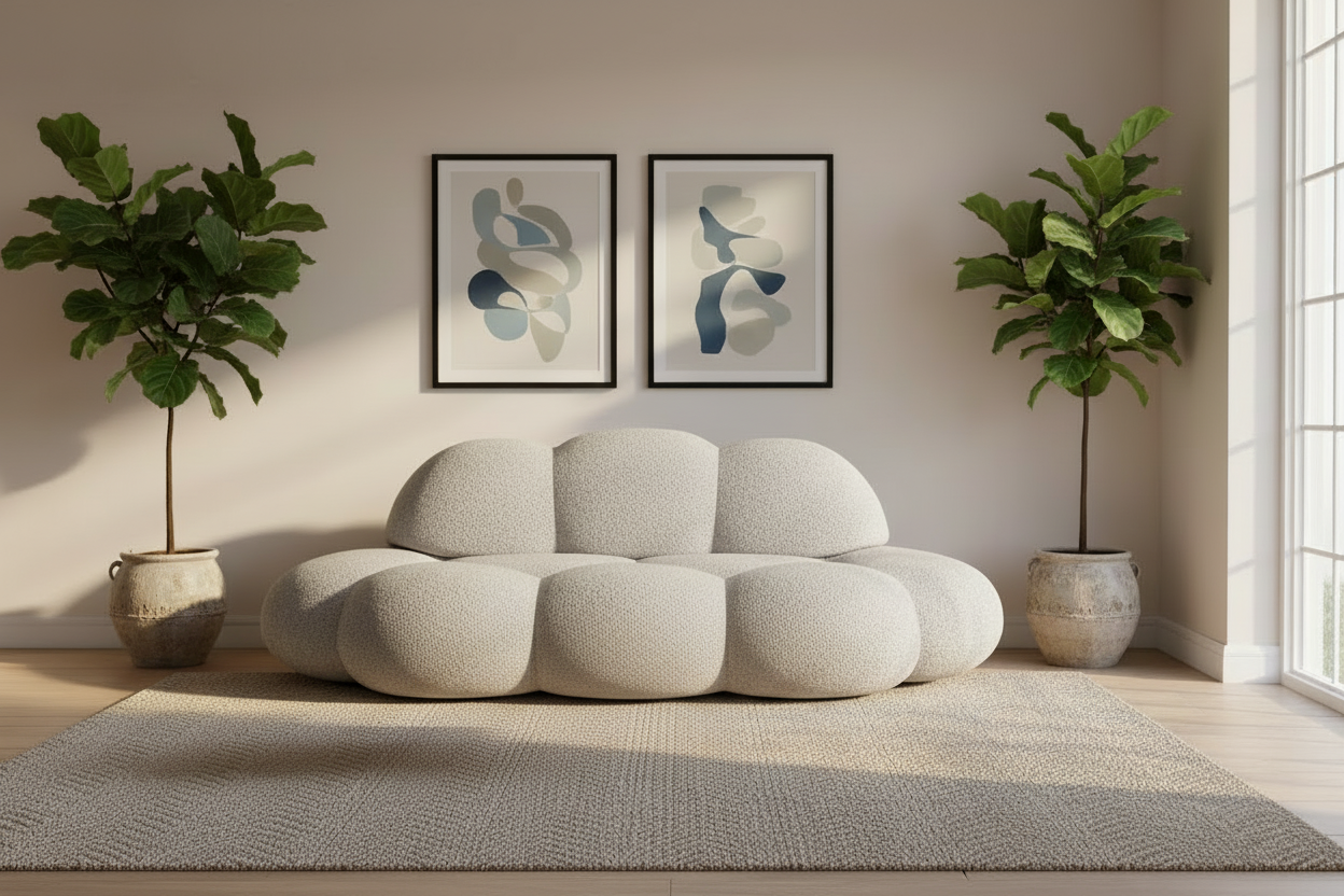 Cloud White Boucle 3 seater sofa