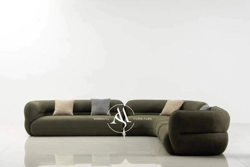 Olive Green Suede Modular Corner Sofa Choice Of Fabric Colour