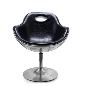 Aviation Black Bonded Leather Swivel Chair
