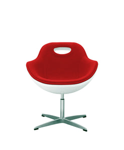Swivel Egg Chair Red Wool White Shell Kitchen/Dining/Office in stock