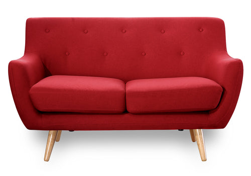 Retro Scandinavian Compact Design Red 2 Seater Sofa