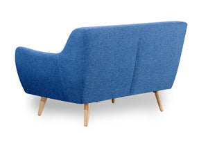 Retro Scandinavian Compact Design Blue 2 Seater Sofa