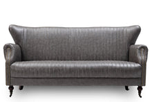 Wing Back 3 Seater Sofa Industrial Retro Grey PU Leather in stock