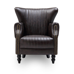 Wing Back Chair Industrial Retro Vintage Black Bicast Leather