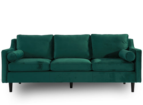 Scandinavian Style Green Velvet 3 Seater Sofa