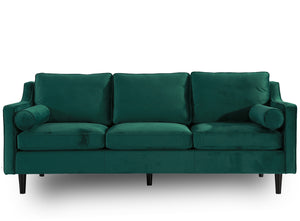 Scandinavian Style Green Velvet 3 Seater Sofa