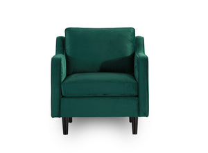 Scandinavian Style Green Velvet 1 Seater Sofa