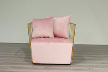 Gold Round Frame &  Baby Pink Velvet Arm Chair Accent Chair in stock