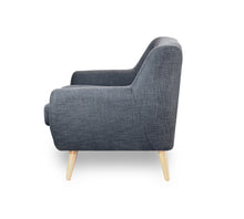 Retro Scandinavian Compact Design Charcoal Grey 2 Seater Sofa