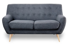 Retro Scandinavian Compact Design Charcoal Grey 2 Seater Sofa