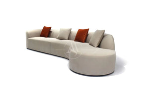 Large Sectional Curved 4 Seater Sofa White Boucle Made To Order FREE UK Delivery