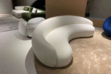 White Cream Boucle Curved Sofa