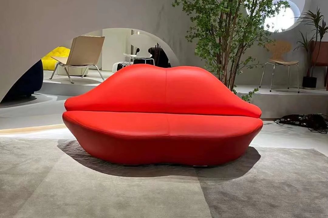 Red Leather Lips Sofa Made to Order