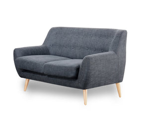 Retro Scandinavian Compact Design Charcoal Grey 2 Seater Sofa
