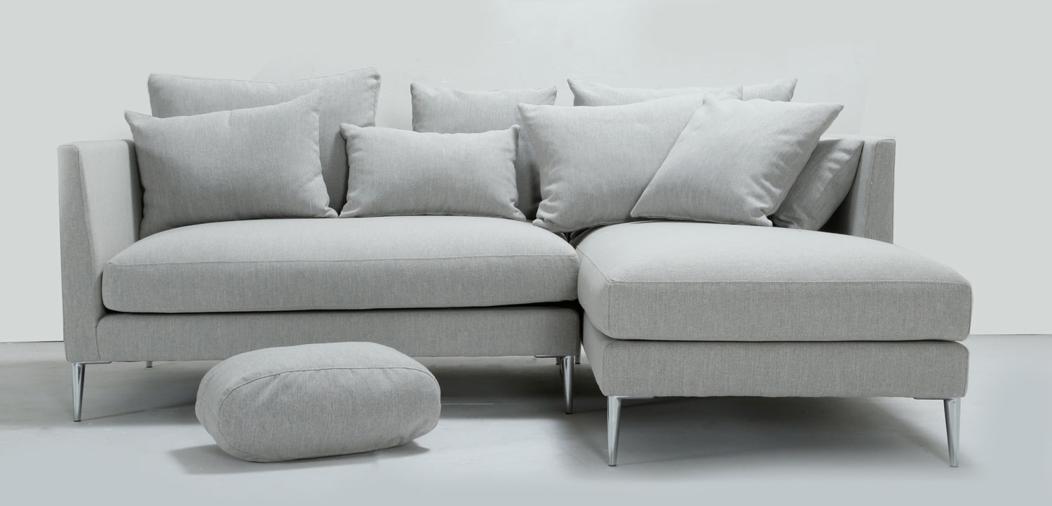 Grey Corner 3 Seater Sofa Luxury Feather Hollow Fibre Seats Cushion